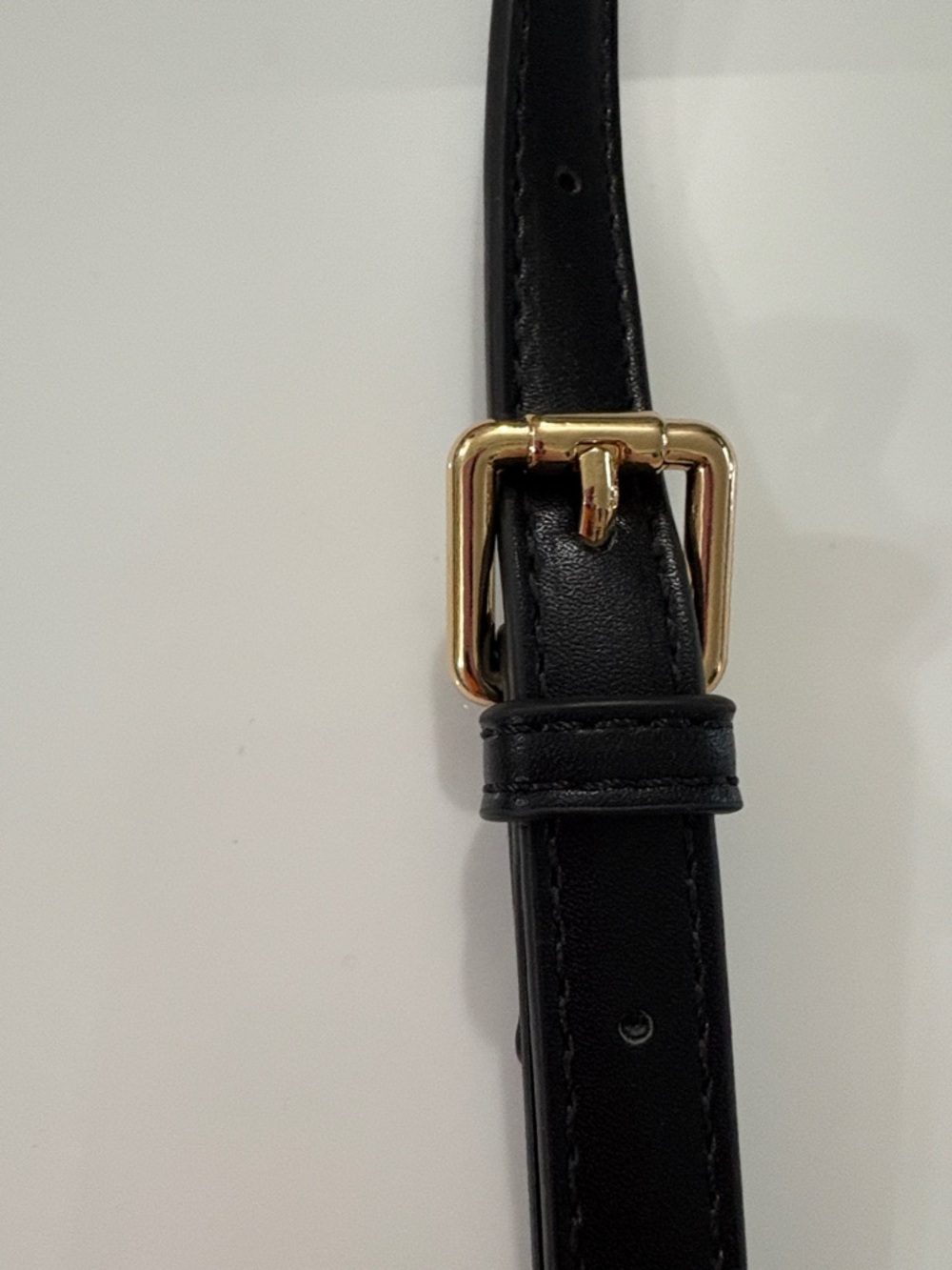 Black Faux Leather Strap with Gold Hardware Replacement Shoulder Strap - Picture 3 of 6